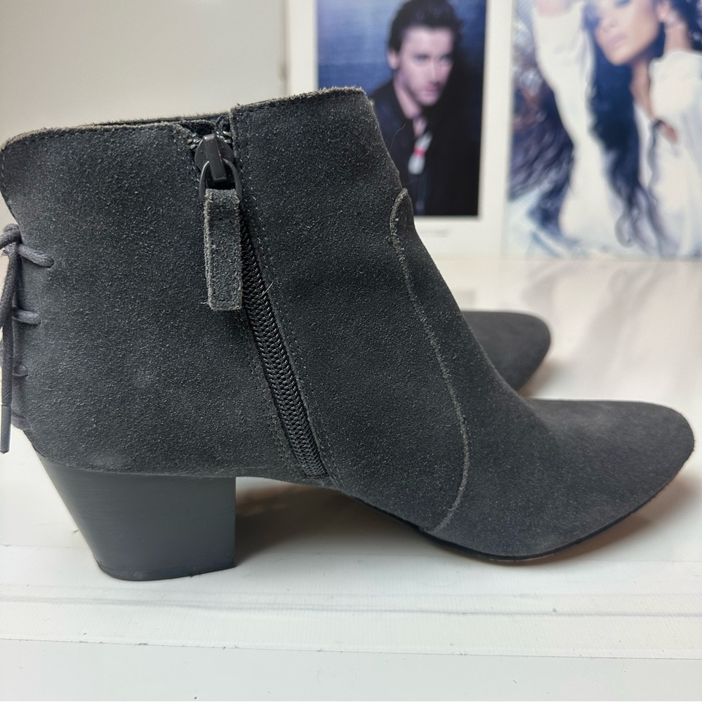 Tahari Gray Suede Ankle Boots | Block Heel · Neutral Capsule / Office Chic - Picture 4 of 11
